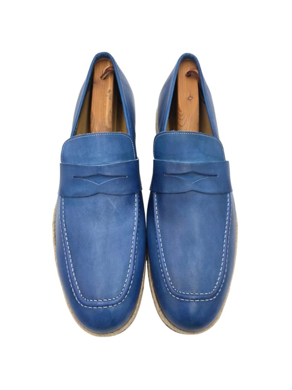 NEW Mezlan Mens 11.5M Spain Blue Dress Shoes Leather Penny Loafers Espadrilles - Picture 12 of 12